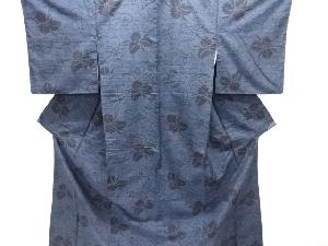 蘭模様織り出し手織り紬着物